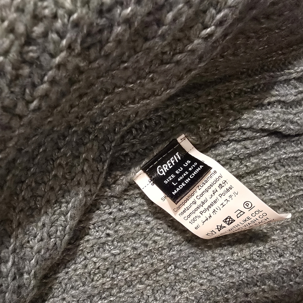 Gray Ribbed Knit Oversized Cardigan Sweater - Picture 4 of 4